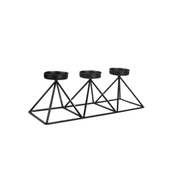 Home Geometry 3 komada svijećnjak crni 36x13cm