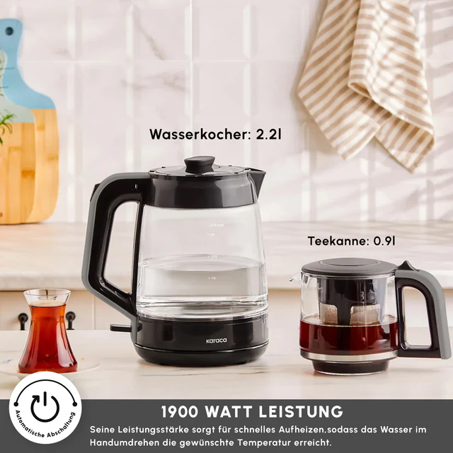 Karaca Glass Tea XL 2 u 1 stakleni aparat za čaj, svemirsko siva - Image 2